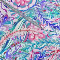 Boho Flower Burst in Pink, Teal and Blue