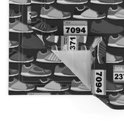Running Shoes & Race Bibs - Grayscale