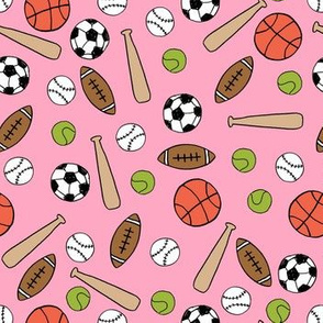 sports fabric // pink baseball basketball team playground school game 