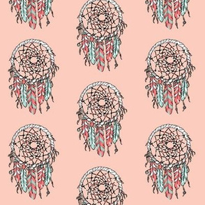 dreamcatcher // pink girly southwest cute feathers mint and coral