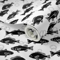 ocean fish // hand drawn nautical black and white kids nursery leggings