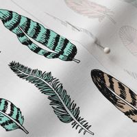 feathers // gender neutral kids feather and arrows hand drawn print
