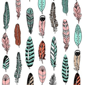 feathers // gender neutral kids feather and arrows hand drawn print