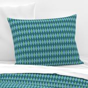 harlequin diamonds in soft aqua on teal