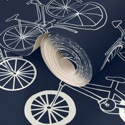 bicycles // hand drawn navy blue kids bikes bicycles fun bike hand-drawn illustration bicycle print