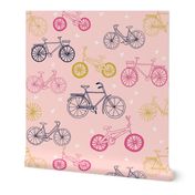 bicycles // pink mustard navy cute girls summer bicycle bikes pink pastel design