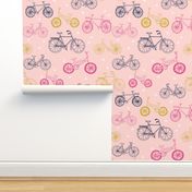 bicycles // pink mustard navy cute girls summer bicycle bikes pink pastel design