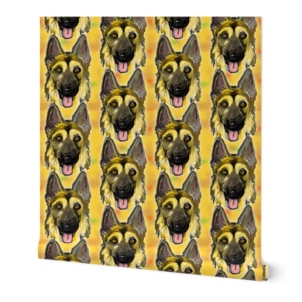 German Shepherd Dog Portraits on Gold