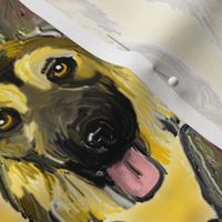 German Shepherd Dog Portraits on Gold