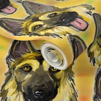 German Shepherd Dog Portraits on Gold