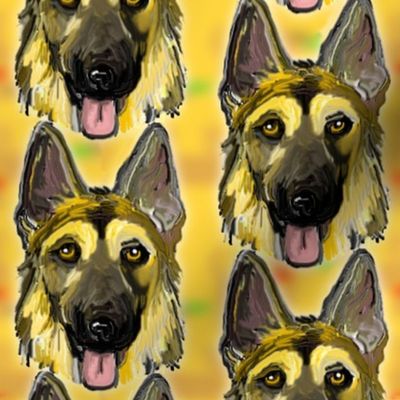 German Shepherd Dog Portraits on Gold