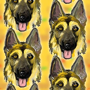 German Shepherd Dog Portraits on Gold