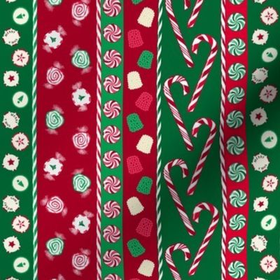 Christmas Candy Stripes Green Red White