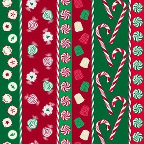 Christmas Candy Stripes Green Red White