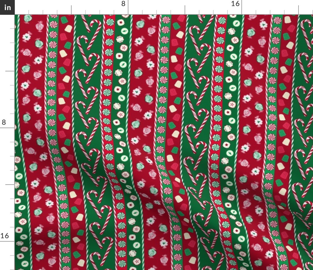 Christmas Candy Stripes Green Red White