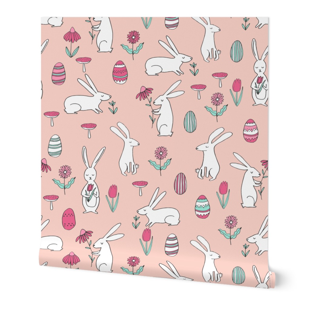 easter bunny // spring floral easter egg pastel pink