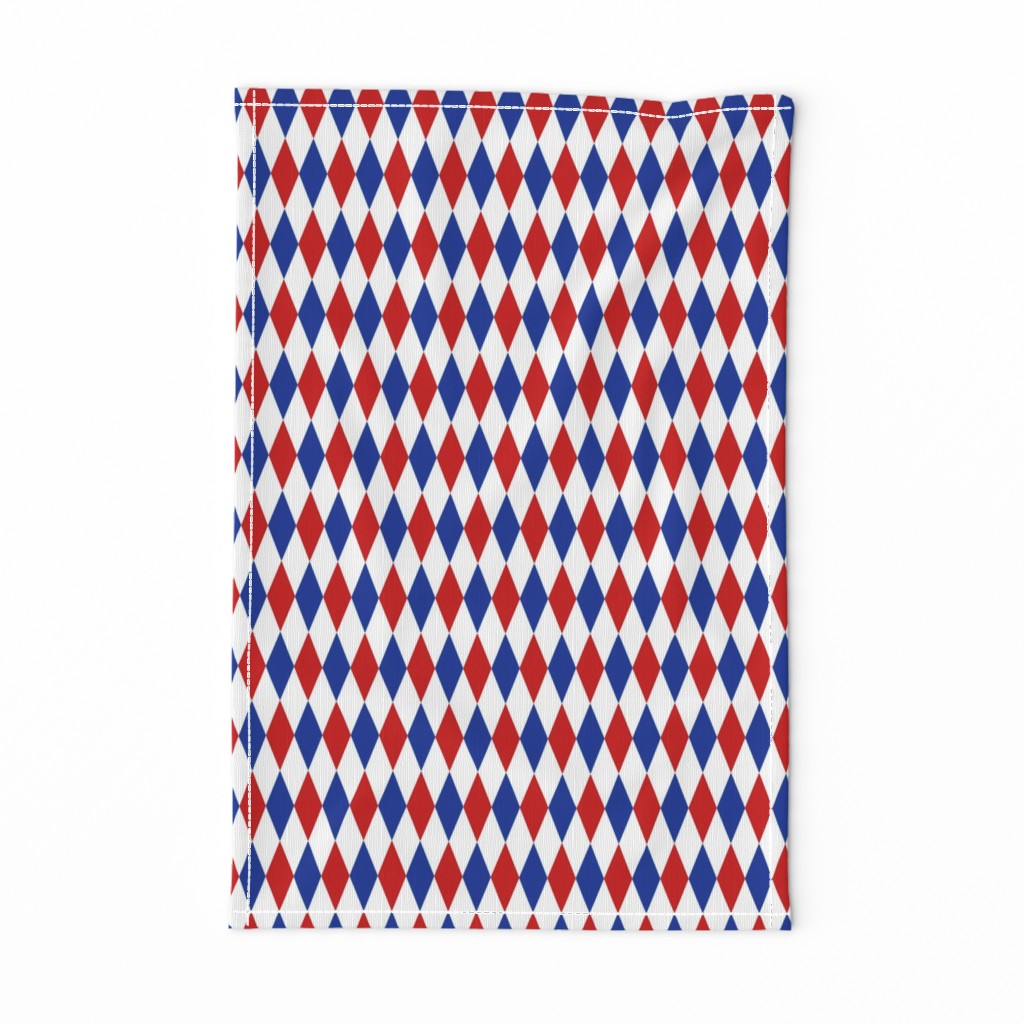 red, blue and white harlequin