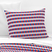 red, blue and white harlequin