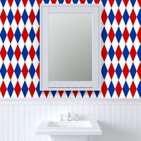 red, blue and white harlequin