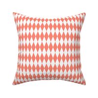 harlequin diamonds - coral and white