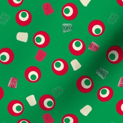 Christmas Gumdrops Green Red Cream