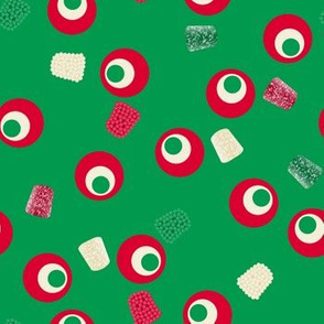 Christmas Gumdrops Green Red Cream