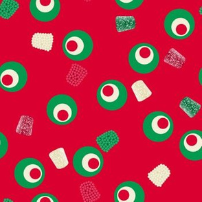 Christmas Gumdrops Red Green Cream