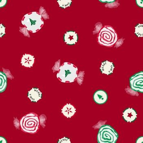 Christmas Taffy and Cut Rock Candy Red Green Cream White