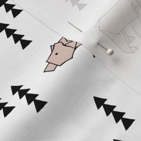 Cute polar bear woodland tree origami japanese paper art illustration for kids geometric style design beige black and white
