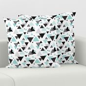 Geometric triangle aztec illustration hand drawn pattern mint blue