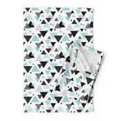 Geometric triangle aztec illustration hand drawn pattern mint blue