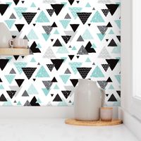 Geometric triangle aztec illustration hand drawn pattern mint blue