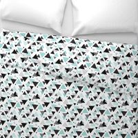 Geometric triangle aztec illustration hand drawn pattern mint blue