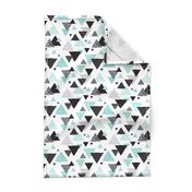 Geometric triangle aztec illustration hand drawn pattern mint blue