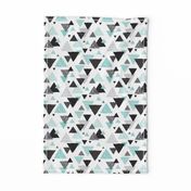 Geometric triangle aztec illustration hand drawn pattern mint blue