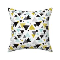 Geometric triangle aztec illustration hand drawn pattern mint and mustard