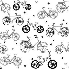 bicycles // hand drawn black and white summer bicycles bike cute kids fresh print