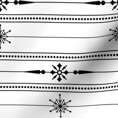 Monochrome Lines of Snowflakes 