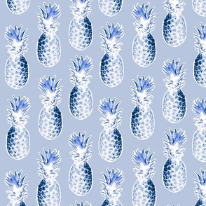 Pineapples in Blue Tones