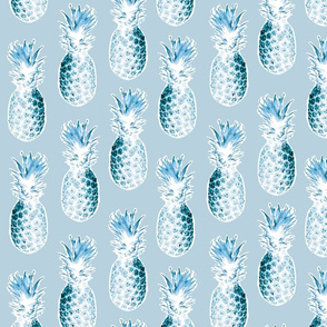Pineapples in Light Blue/Gray Tones