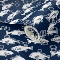 ocean fish // navy blue white minimal modern nautical nursery