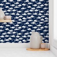 ocean fish // navy blue white minimal modern nautical nursery