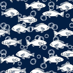 ocean fish // navy blue white minimal modern nautical nursery
