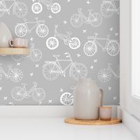 bicycles // grey and white bike bicycles monochrome minimal grey kids nursery baby print