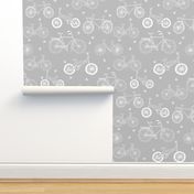 bicycles // grey and white bike bicycles monochrome minimal grey kids nursery baby print