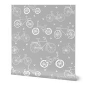 bicycles // grey and white bike bicycles monochrome minimal grey kids nursery baby print