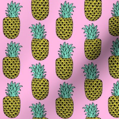 pineapple // tropical summer pineapple fruits food pink girly summer print
