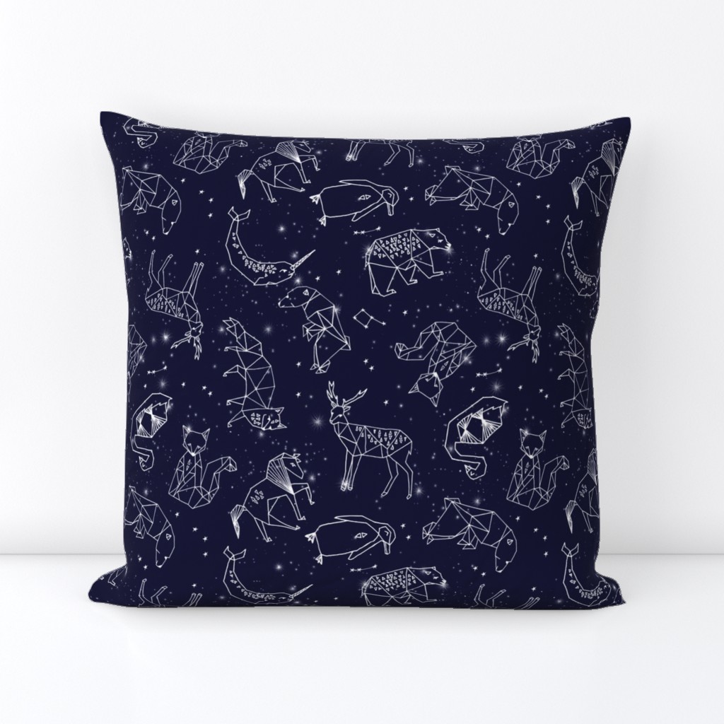 constellations // origami geometric animal astronomy stars night sky navy blue kids nursery baby print