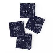 constellations // origami geometric animal astronomy stars night sky navy blue kids nursery baby print