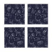 constellations // origami geometric animal astronomy stars night sky navy blue kids nursery baby print